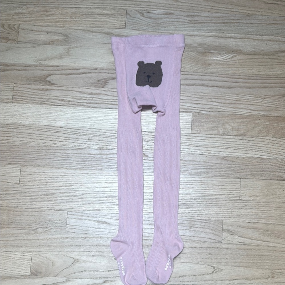 Baby Gap Tights Bear Face Bottom Pink
